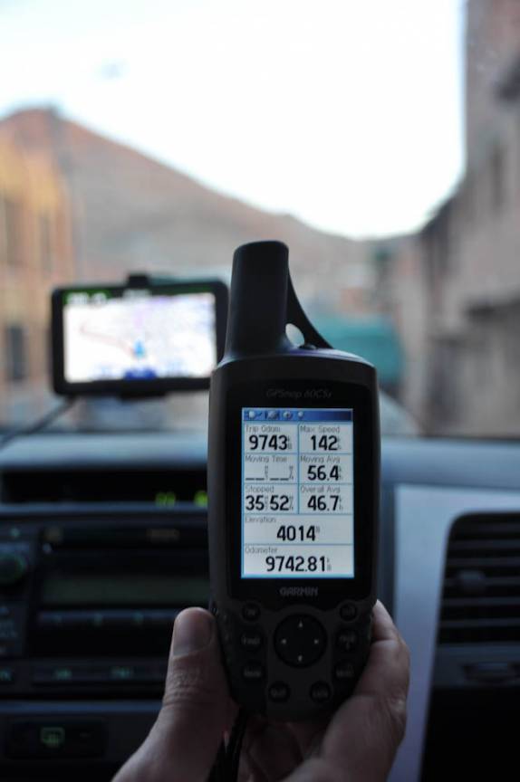 O GPS mostra nossa altitude ao chegar em Potosi - Bolívia